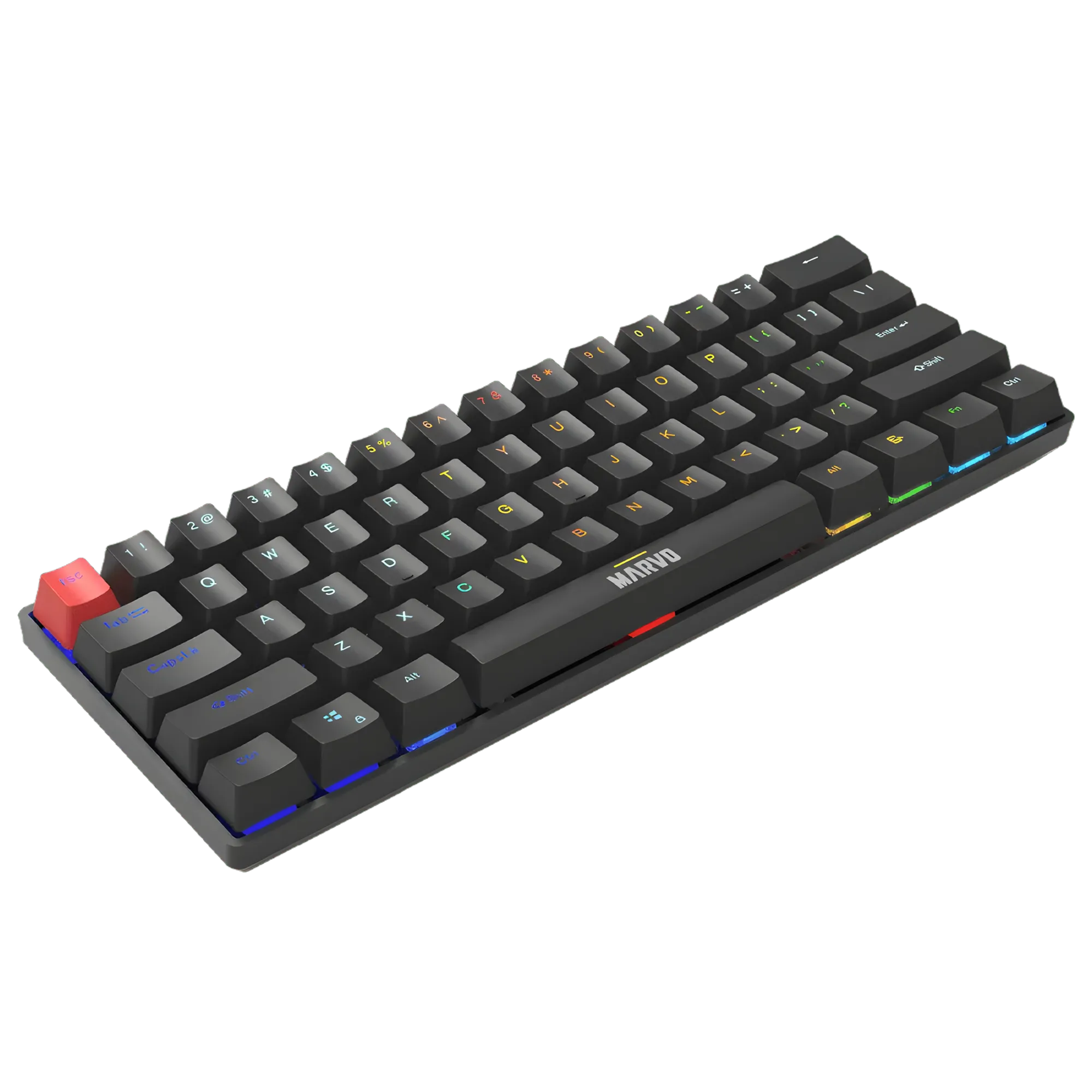 MARVO KG933G Saber 61 Mechanical Gaming Keyboard – Red Switch • 60% Compact • RGB Backlight • Detachable USB-C