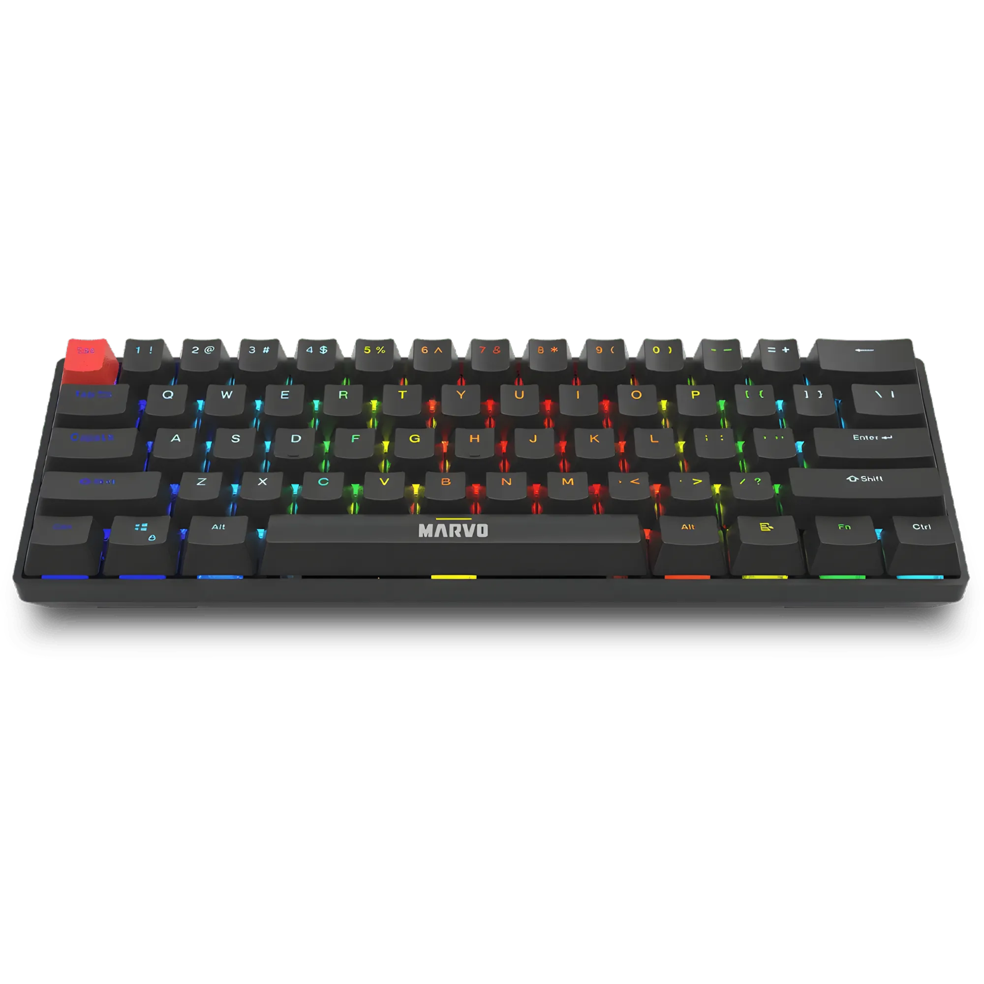 MARVO KG933G Saber 61 Mechanical Gaming Keyboard – Red Switch • 60% Compact • RGB Backlight • Detachable USB-C