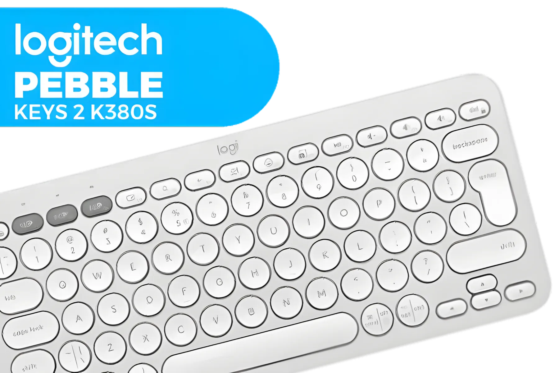 Logitech Pebble Keys 2 K380s Keyboard – Tonal White • Slim • Quiet • Multi-Device