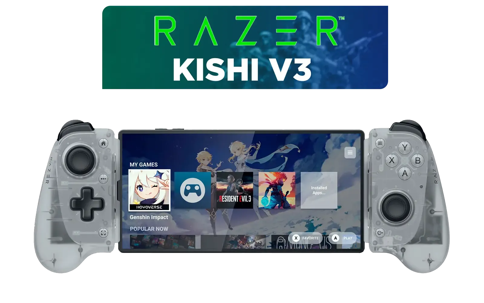 Razer Kishi V3 Phantom White Mobile Gaming Controller for Smartphones